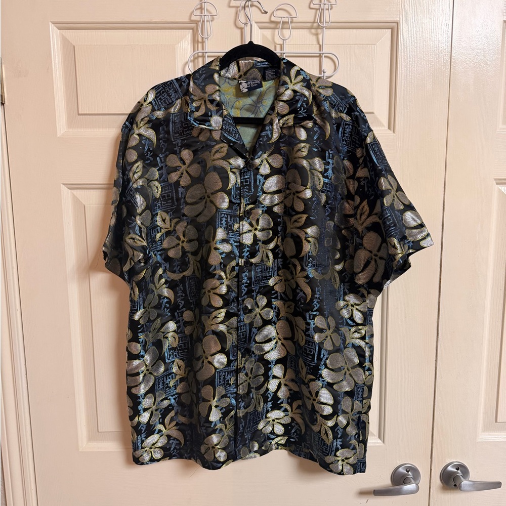 VTG 90s Y2K Metallic Hawaiian Bullhead Button Down Shirt